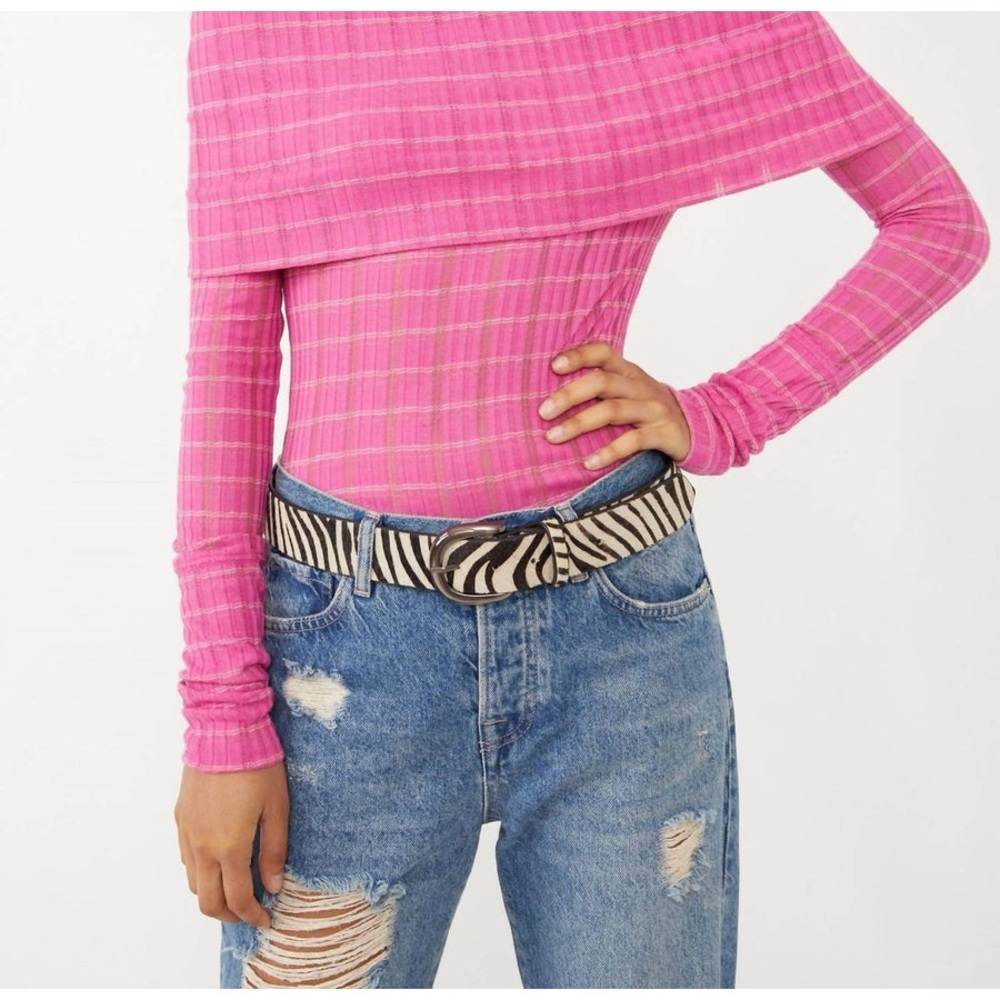 New Free People Snowbunny girlfriend ribbed top in hot pink.